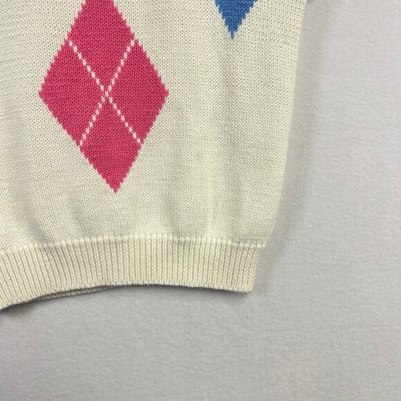 Woman's Cream Pullover Sweater Vest - Size Petite Small Academia Preppy - Picture 4 of 7